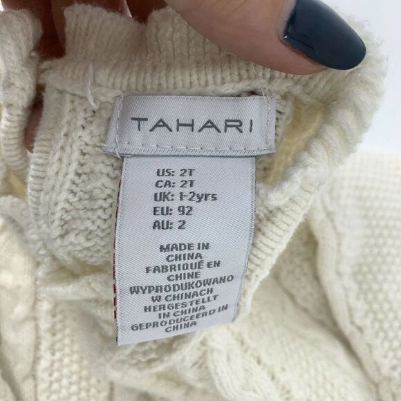 TAHARI 2T White Cable Knit Sweater Tutu Dress - Picture 9 of 9